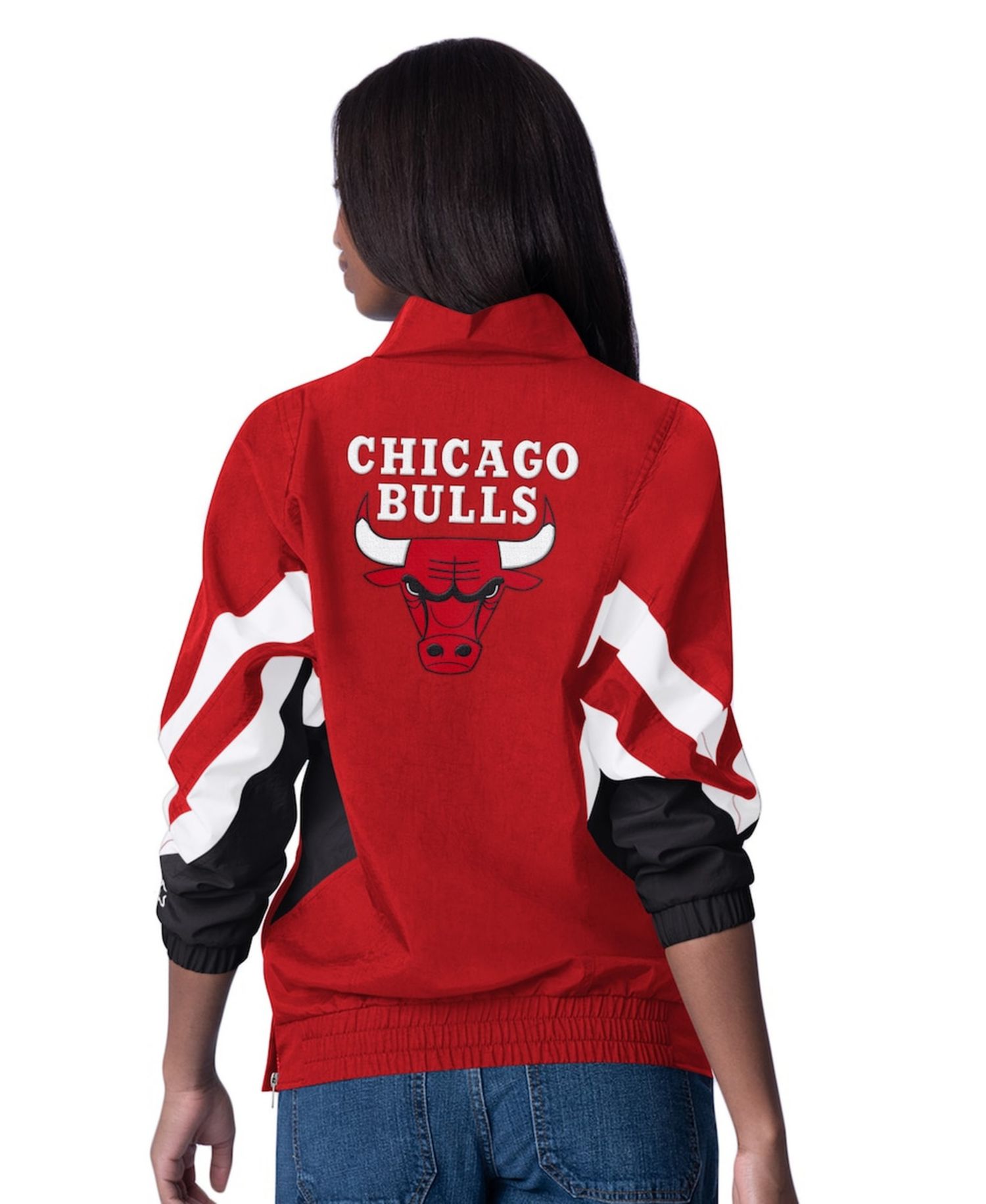 Women's Red Chicago Bulls Renegade Oxford Half-Zip Jacket