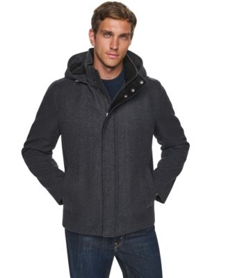 Men's Front-Zip Duffel Wool Jacket