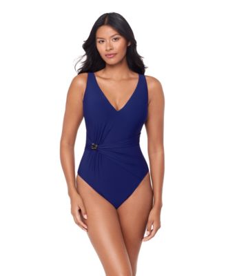 Women's Solid Yara V-Neck One-Piece Swimsuit