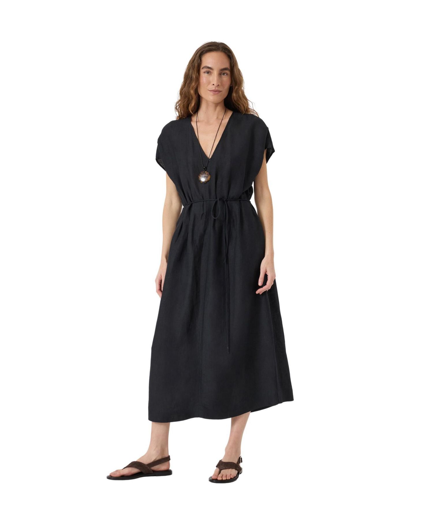 Women's Remy Pleated Linen Blend Midi Dress