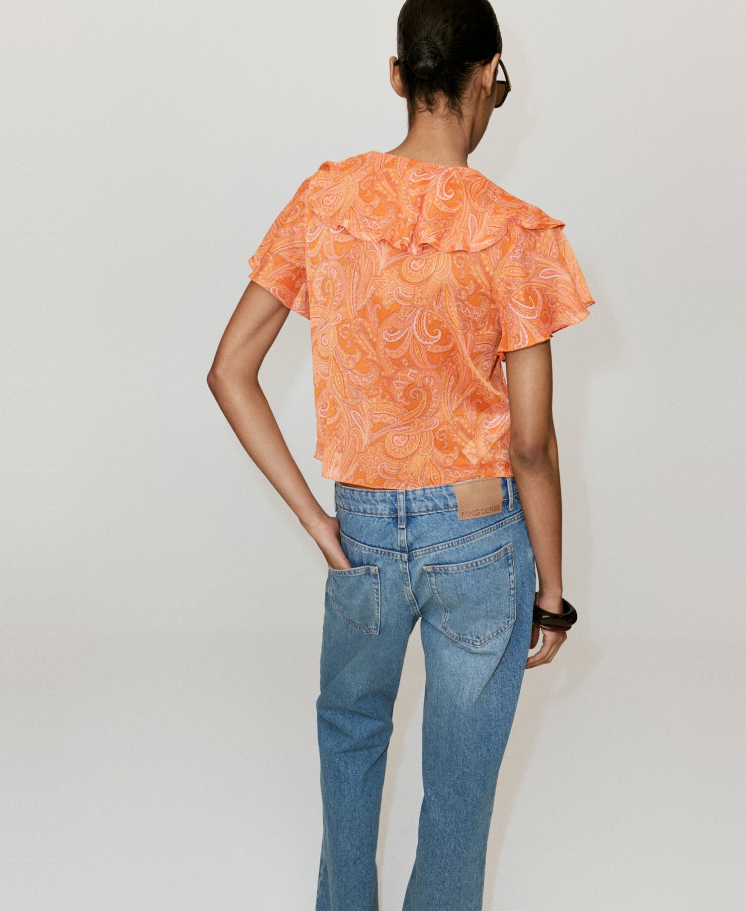 Women's Ruffles Printed Blouse