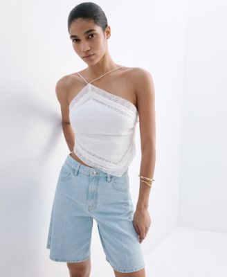Women's High-Waist Straight-Fit Denim Shorts