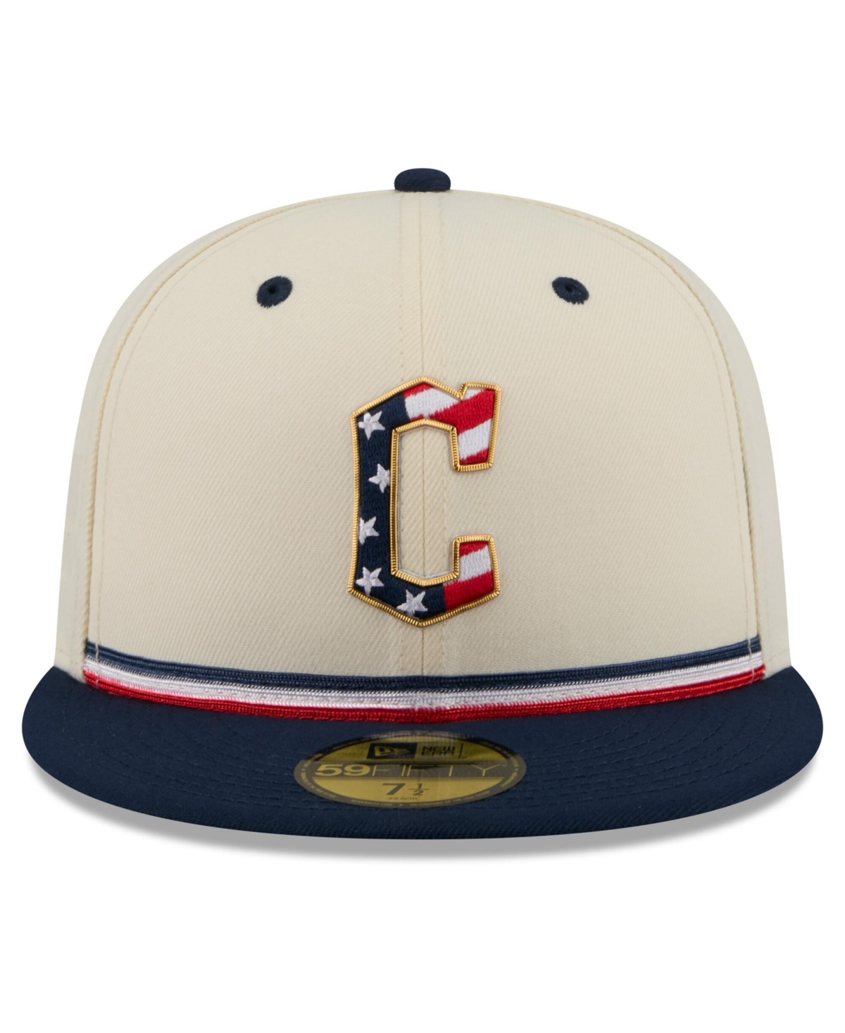 New Era Men's Cream/Blue Cleveland Guardians Usa 250 Fourth of July 59FIFTY Fitted Hat