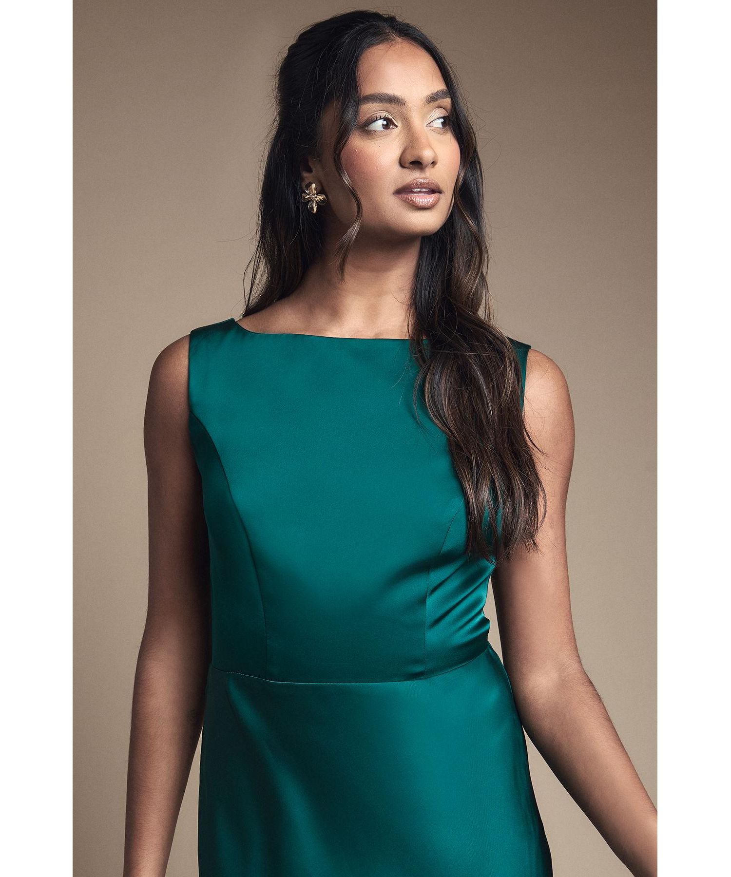 Women's Sleeveless Satin Bridesmaid Dress