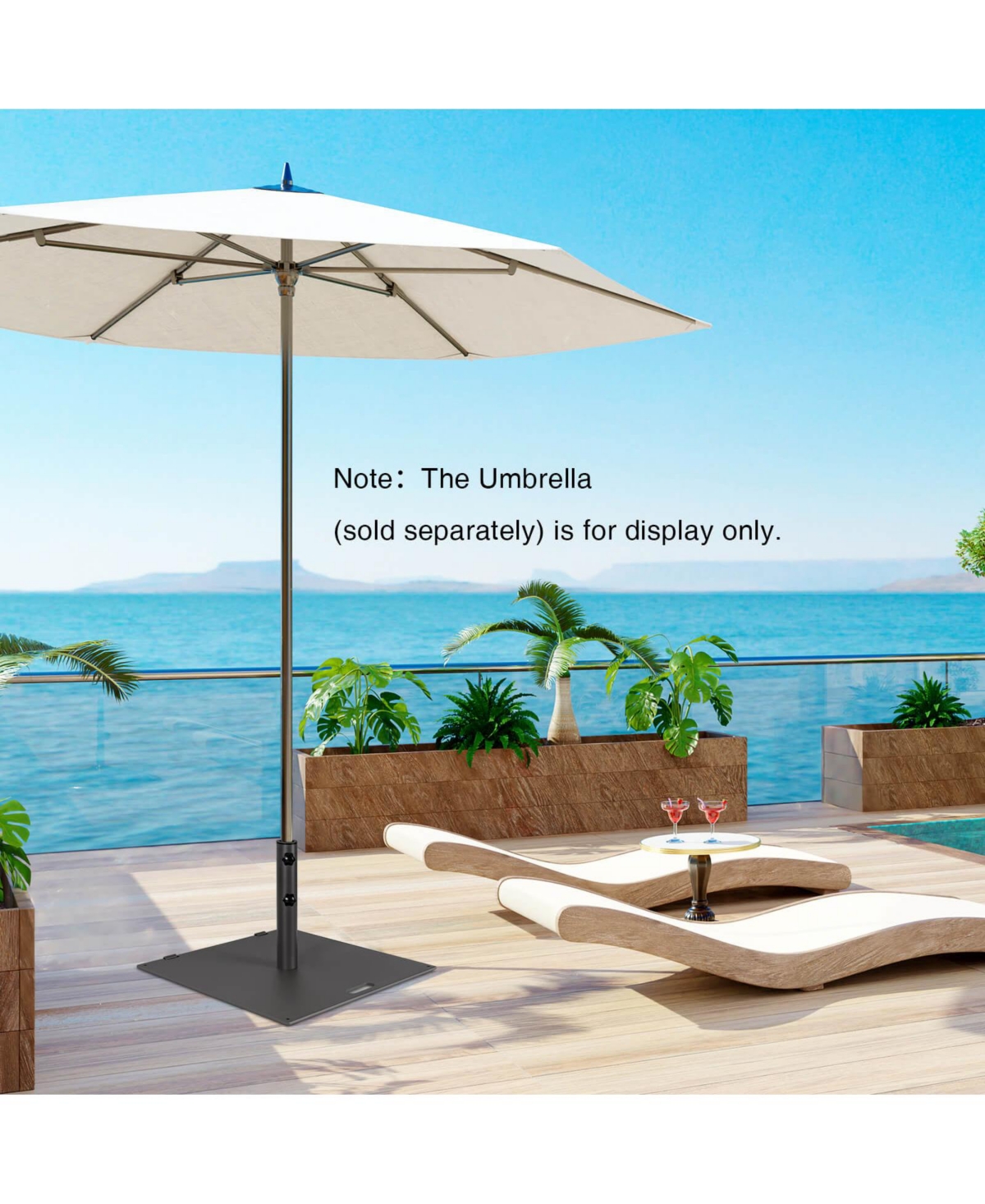 50LBS Patio Square Umbrella Base Stand Market Umbrellas Handle Wheels