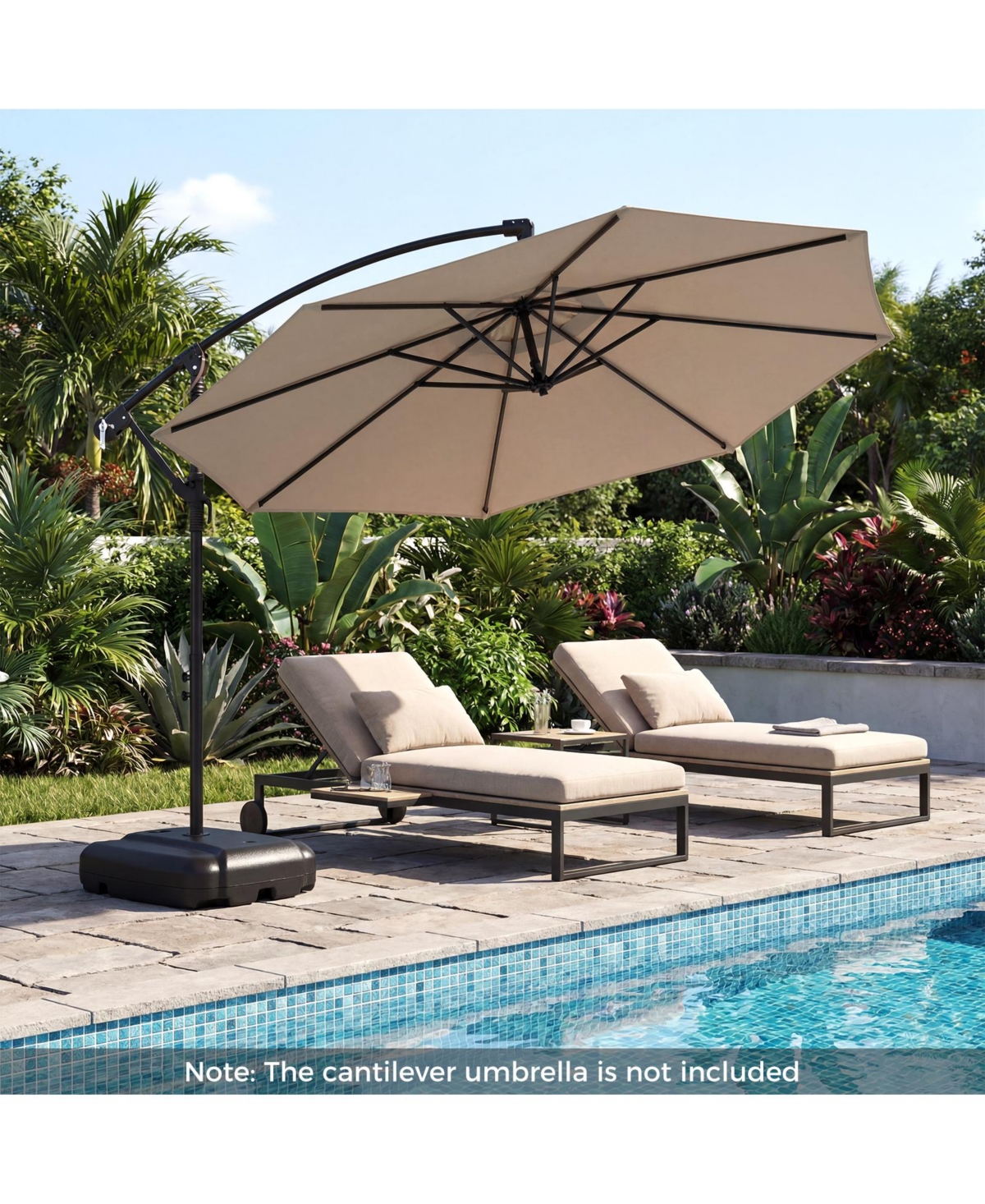 Costway 220 Lbs Cantilever Umbrella Base, Water and Sand Filled Umbrella Weighted Stand