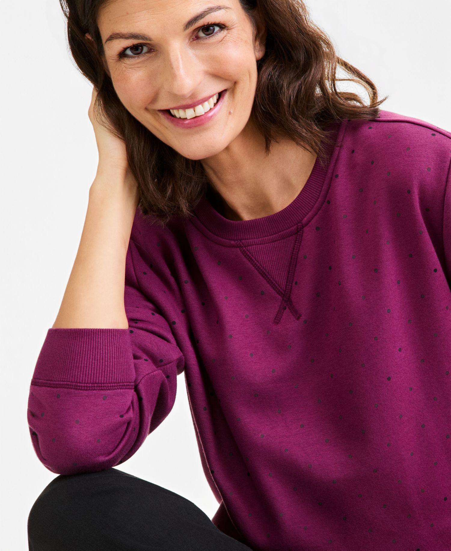 Plus Printed Fleece Crewneck Sweatshirt