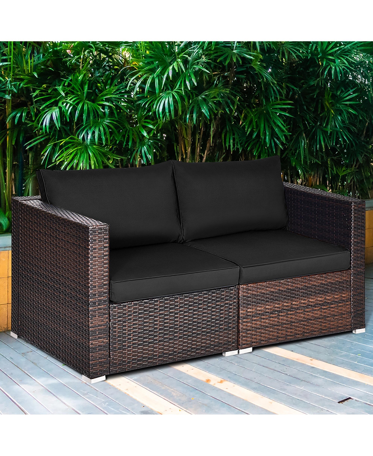 Costway 2Piece Patio Rattan Corner Sofa Sectional Furniture Set