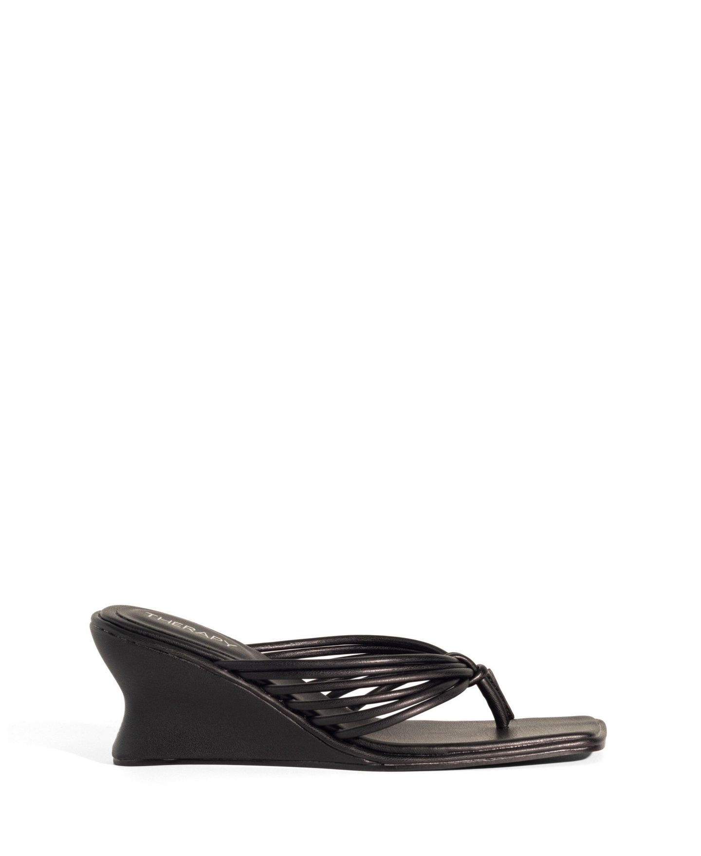 Женские сандалии Therapy Australia Leven Square Toe Thong Wedge Sandal, цвет: Чёрный — фото 2