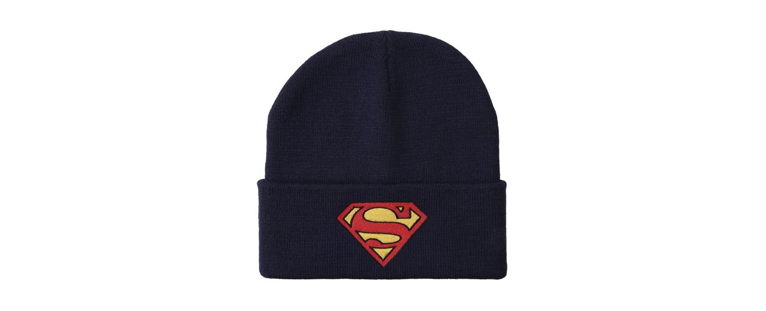 Men's Superman Logo Embroidery Acrylic Knit Cuff Beanie
