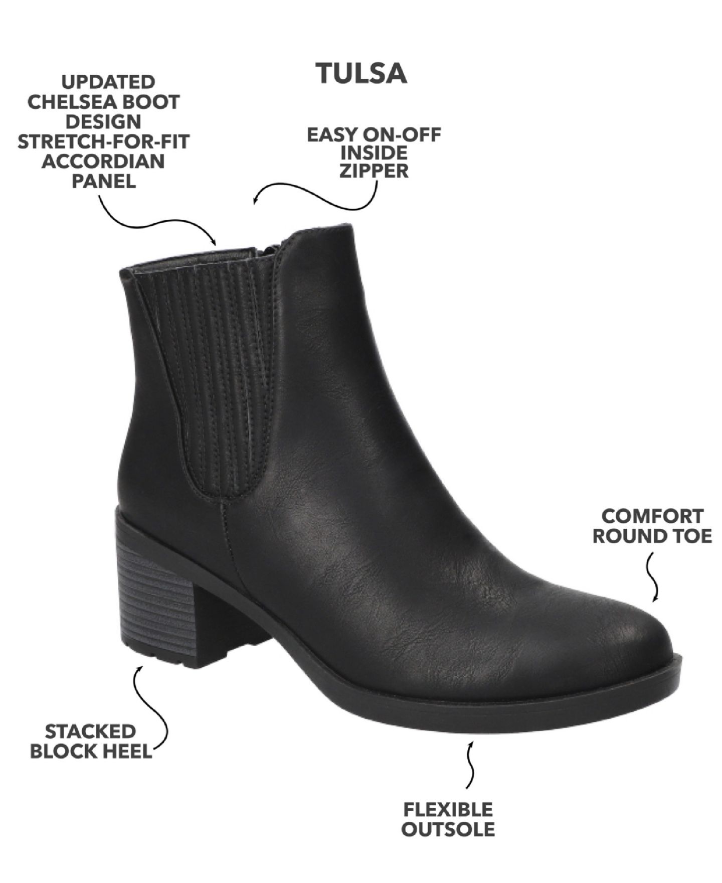 Женские ботинки Easy Street Tulsa Ankle Booties, цвет: Чёрный — фото 7