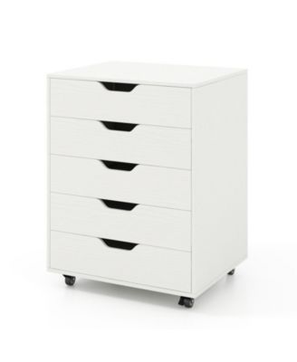 5-Drawer Rolling File Cabinet with Lockable Wheels and Storage Top