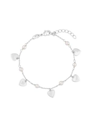 Polished Heart Charm Pearl Anklet