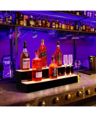 LED Illuminated Acrylic Liquor Bottle Shelf, Remote and APP Controlled Multi-power Display Rack for Home Bar KTV Club