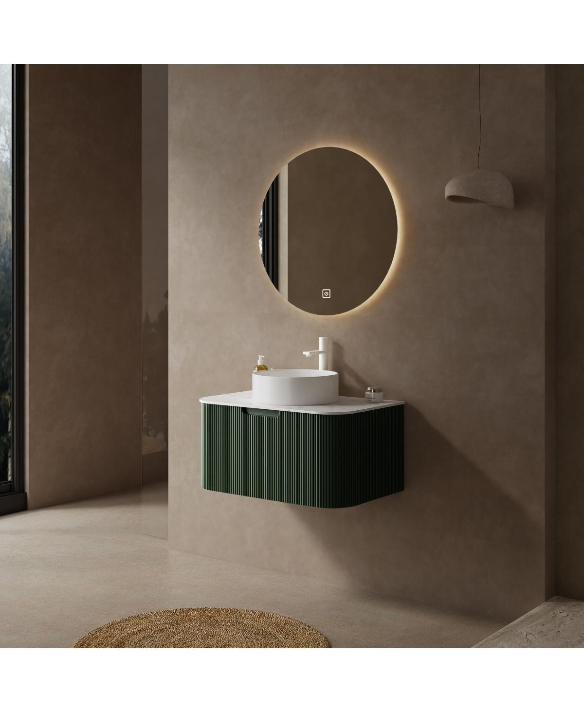 Sillysis Wall-Mounted Bathroom Vanity with Ceramic Sink, Sintered Stone Top, Soft Close Drawer