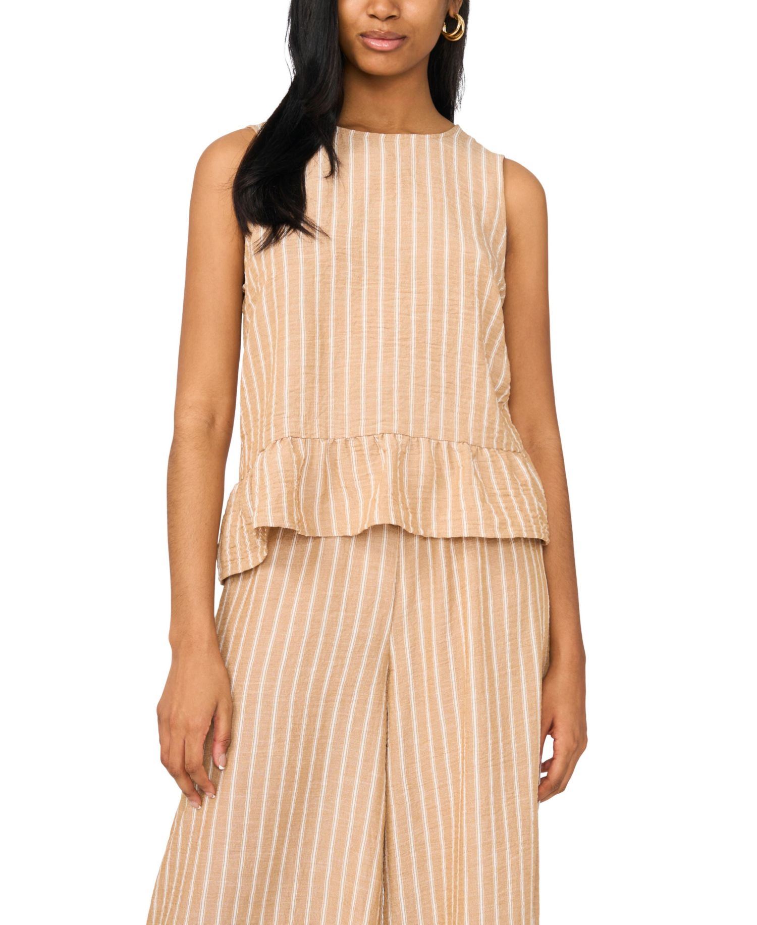 Women's Solid Ruffle Crewneck Peplum Top