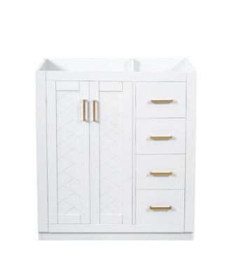 Modern Freestanding Bathroom Vanity without Top, Solid Wood Frame, 3 Drawers Storage, Soft Close Doors