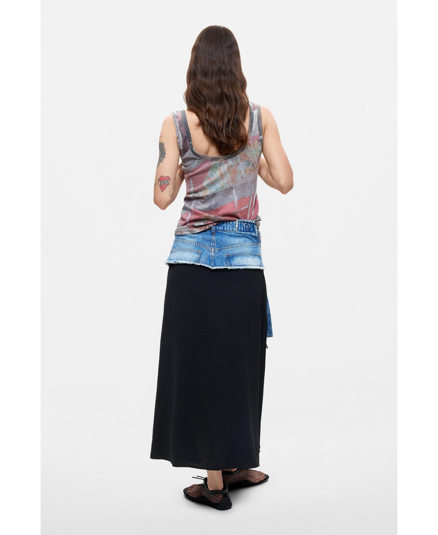 Женская юбка Desigual Long pleated denim skirt, цвет: Средний синий — фото 4
