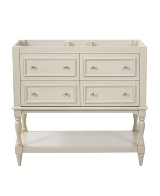 36 Inch Classic Bathroom Vanity without Top, Solid Wood MDF Cabinet, 4 Drawers, Open Shelf Storage