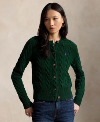Women's Cable-Knit Wool-Cashmere Cardigan Sweater