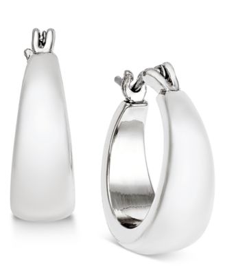Charter Club - Silver-Tone Satin Finish Hoop Earrings