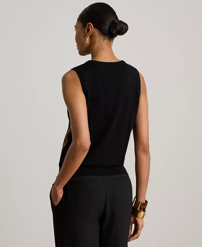 Women's Belting Print Sleeveless Sweater - thumbnail 4