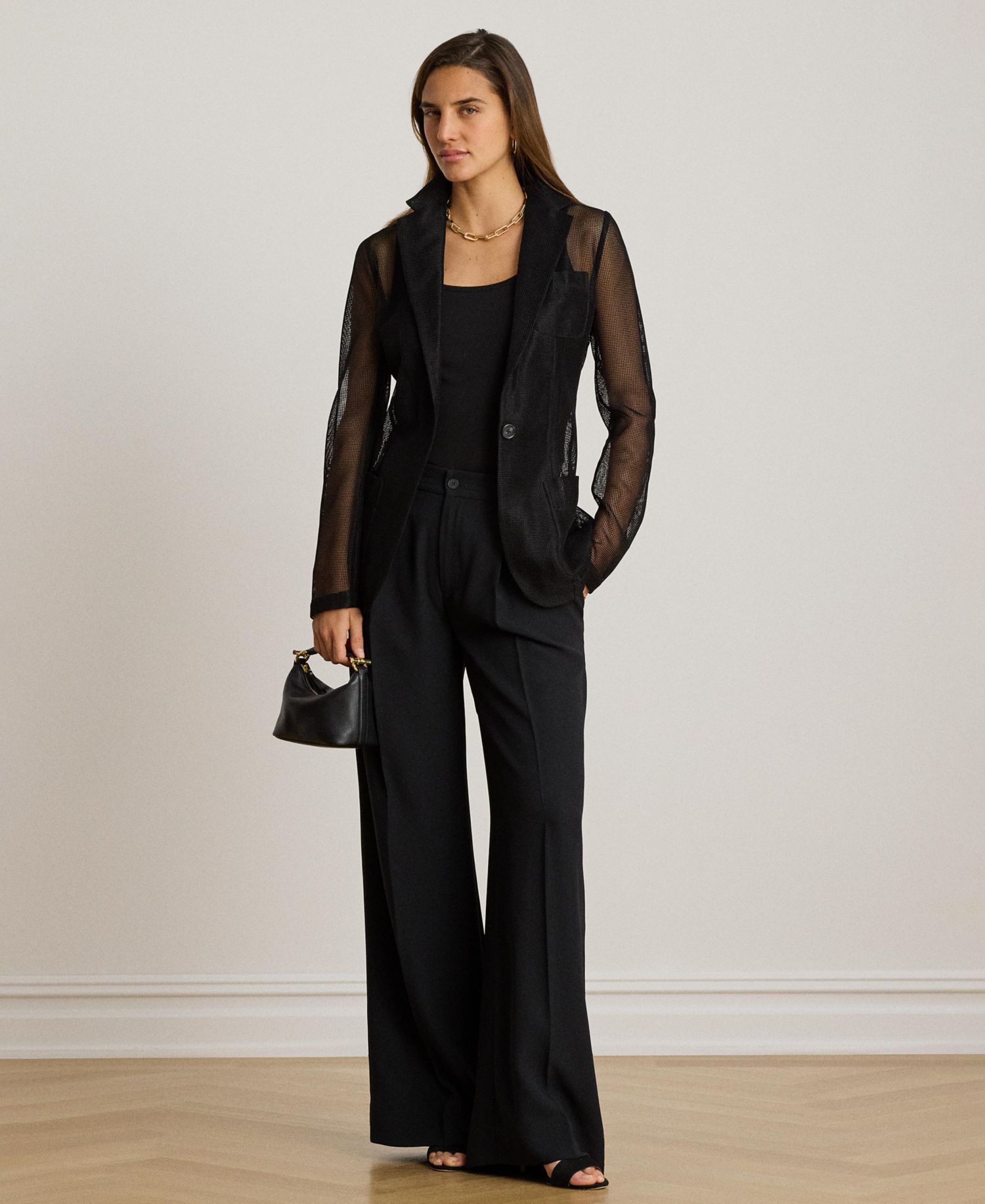 Petite Mesh Single-Button Blazer