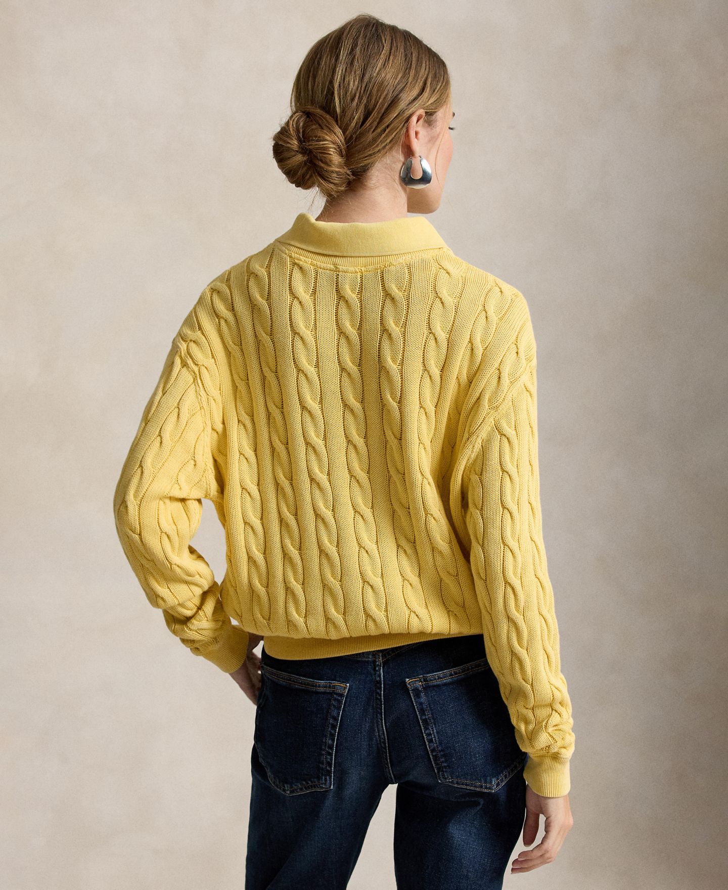 Женский свитер Polo Ralph Lauren Cable-Knit Cotton Polo, цвет: Жёлтый — фото 4