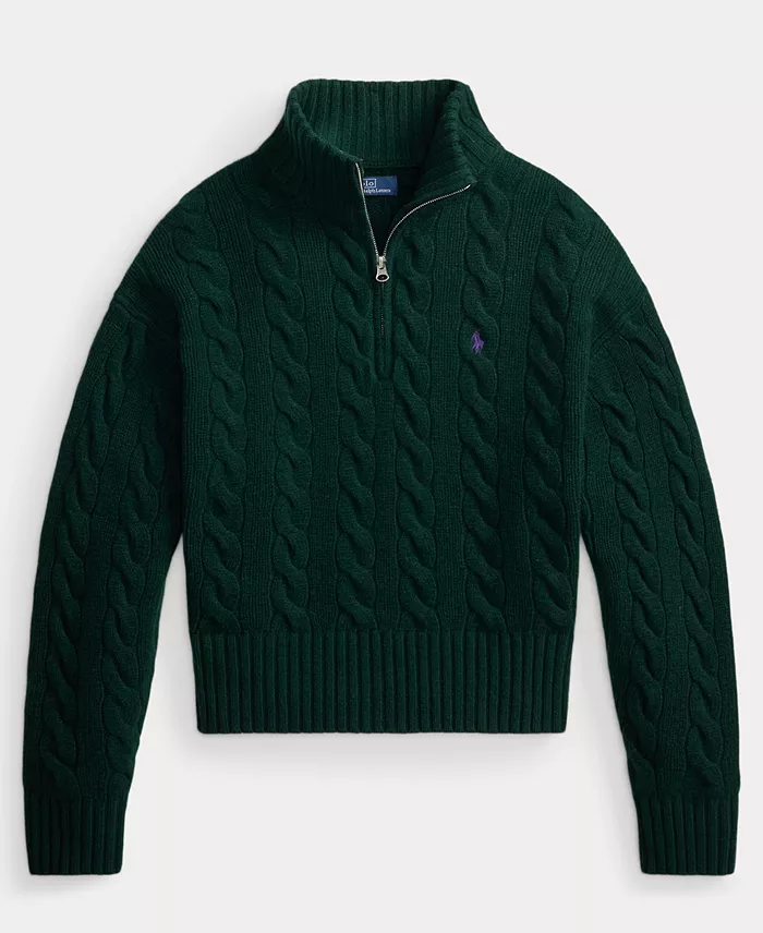 Women's Cable-Knit Half-Zip Wool-Cashmere Sweater - thumbnail 5