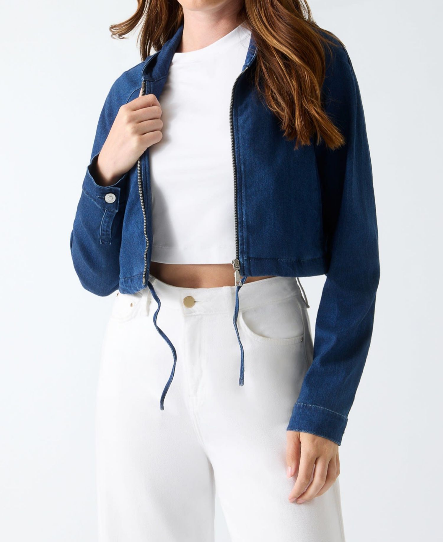 Women's Reese Cropped Denim Hoodie Jacket