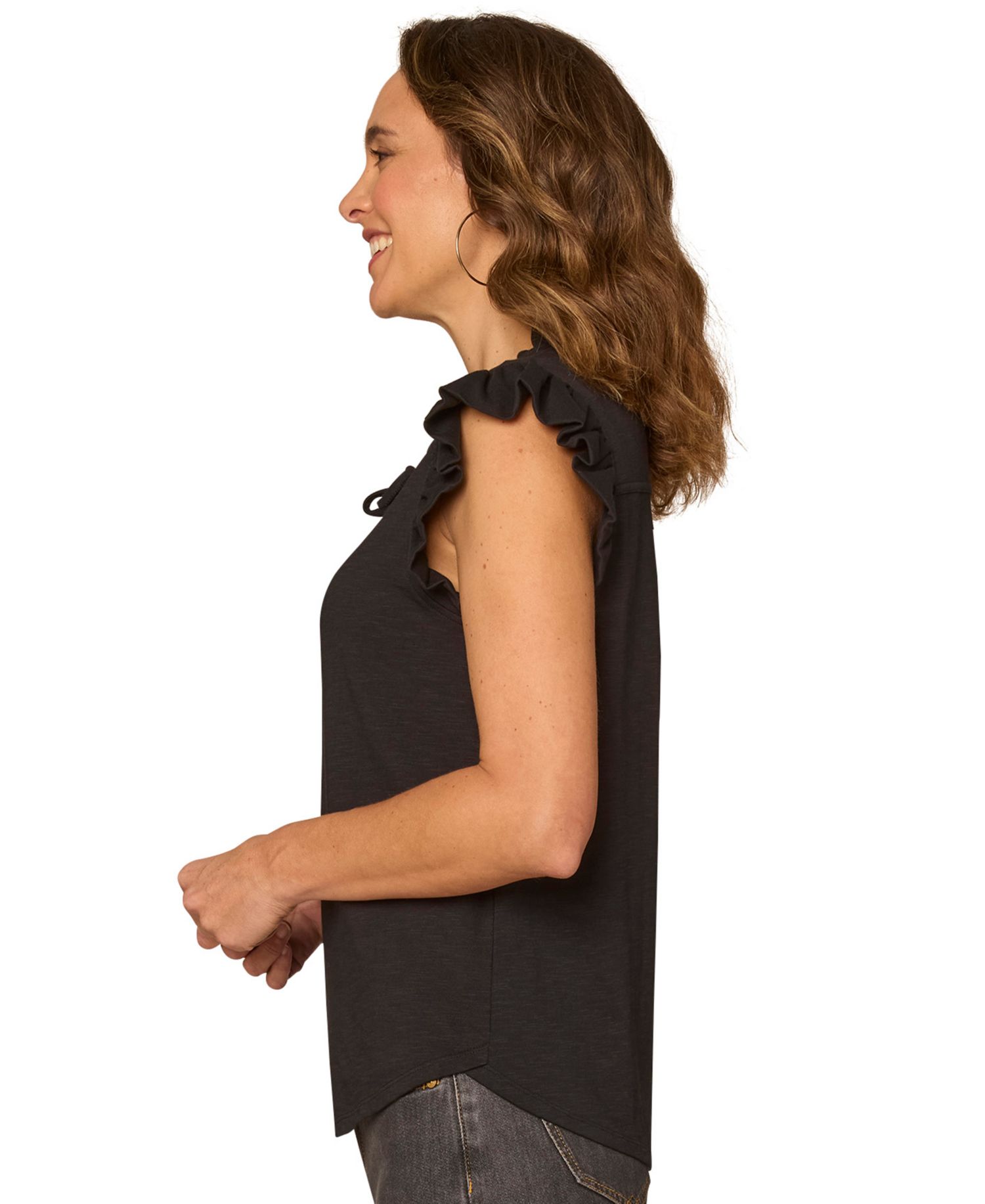 Petite Ruffle Cap-Sleeve Knit Top