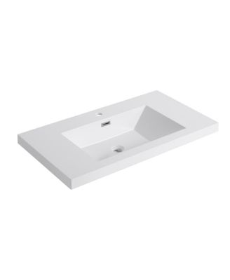 Modern Resin Bathroom Sink Top, Rectangular Above Counter Basin, Durable Easy Clean Vanity Sink, Multiple Sizes for Contemporary Spaces