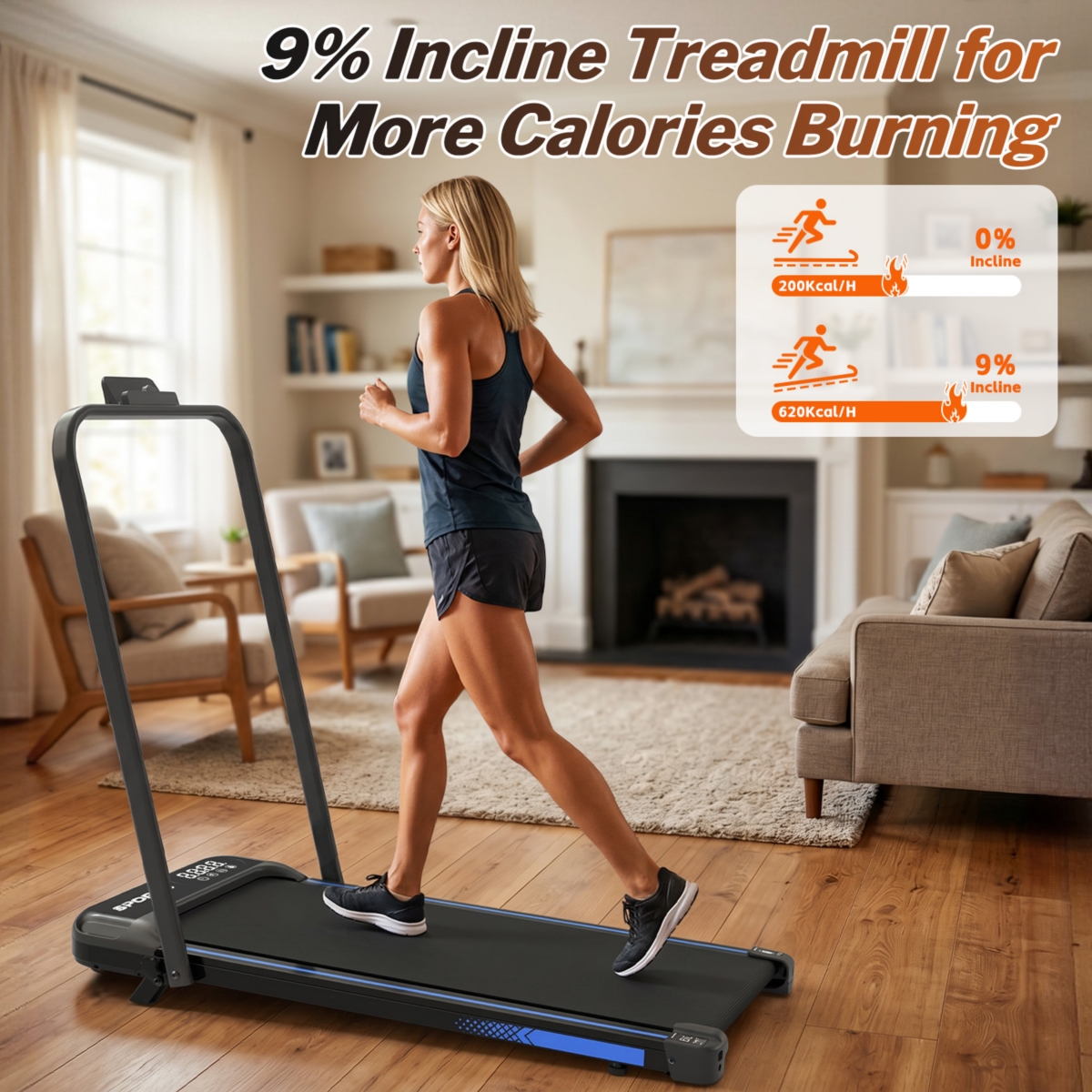 Zeny 3 1 Under Desk Treadmill with Incline, Foldable Treadmills for Home, Walking Pad Handle Bar and Jogging, Remote Control