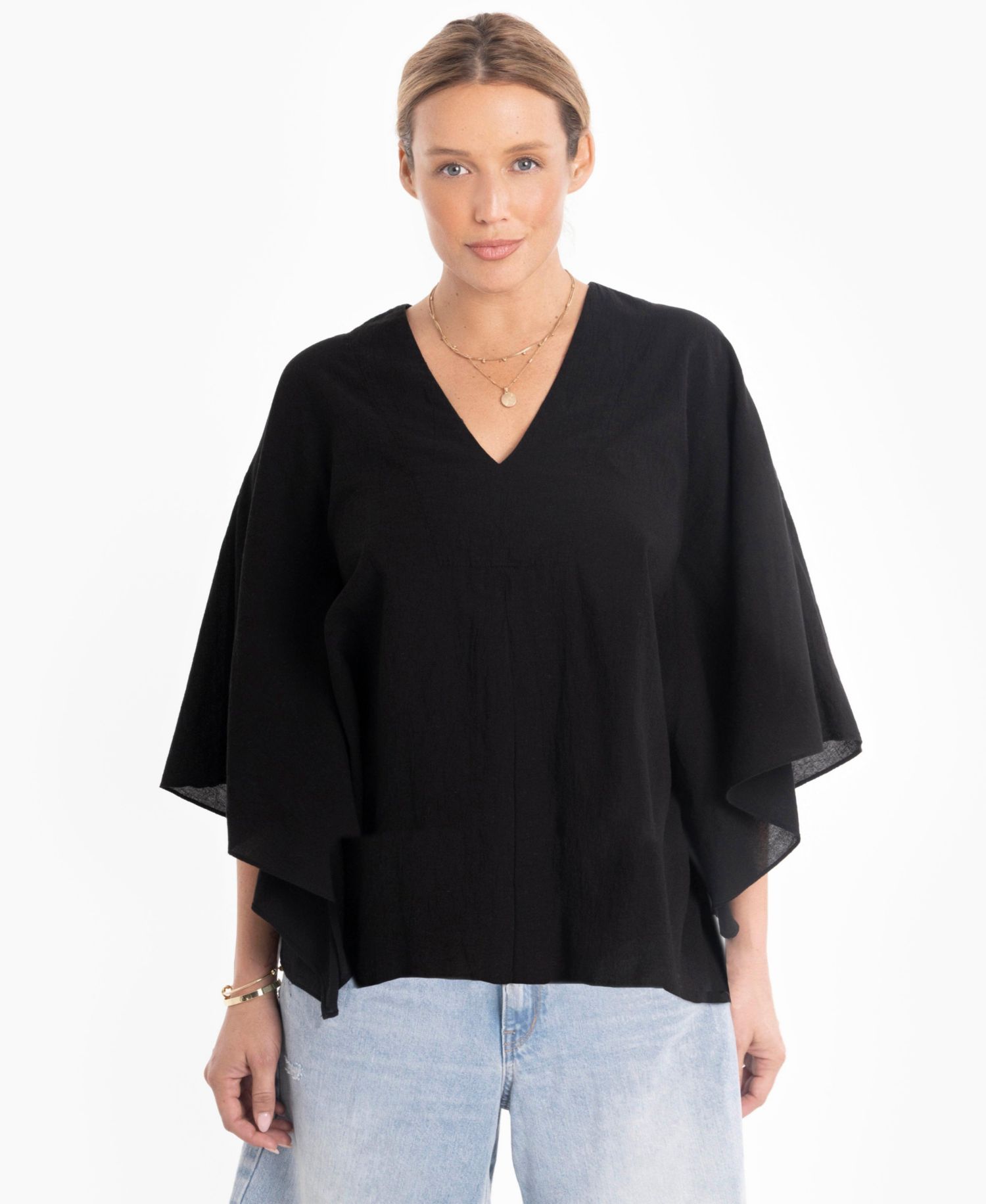 Women's Ocean+Main Butterfly Sleeve Cotton Caftan Top