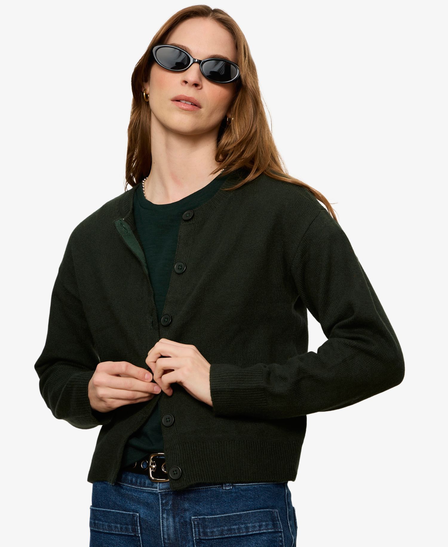 Petite Semi-Cropped Crewneck Sweater