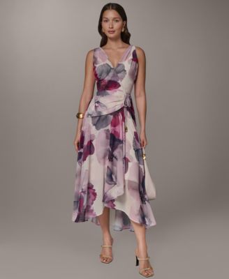 Petite Printed V-Neck High-Low Dress