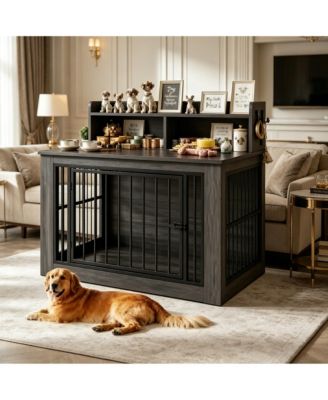 Heavy Duty Dog Crate with Pull-Out Drawer - Medium Size Metal Wire Kennel for Dogs 26-50 lbs, Easy Assembly, Indoor Pet Cage for Living Room