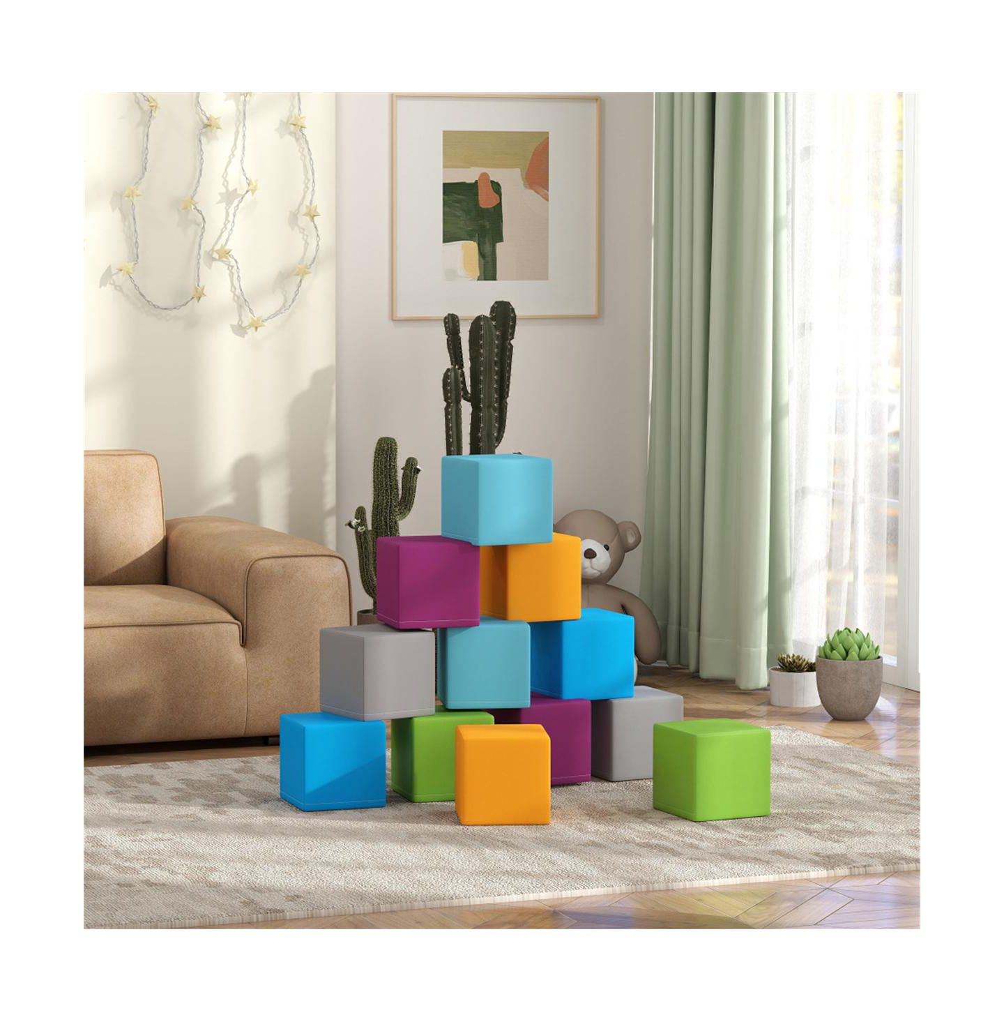 Детские конструкторы YOBTOP Soft Play Blocks - 12 Piece Foam Building Stacking Blocks, Compliant Learning Toys for Toddler Baby Kids Preschool, Contemporary — фото 6