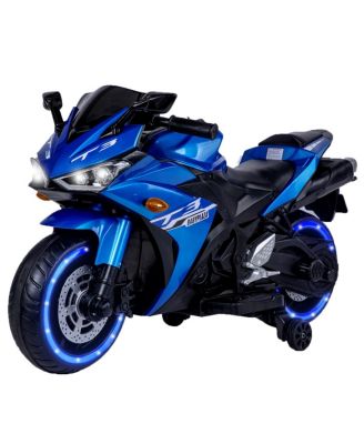 Kids Motorcycle 12V - Training Wheels Ride On Toy, Manual Throttle, Drive By Hand, Lighting Wheels, Electric Motorcycle for Kids 3-8 Years Old