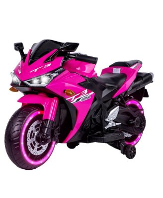 Kids Motorcycle 12V - Training Wheels Ride On Toy, Manual Throttle, Drive By Hand, Lighting Wheels, Electric Motorcycle for Kids 3-8 Years Old