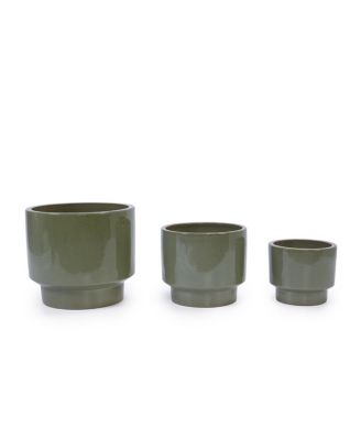 Handmade Ceramic Planter Set of 3 - 15/12/9 Inch, Succulents and Flowers, Indoor/Outdoor, Breathable Clay