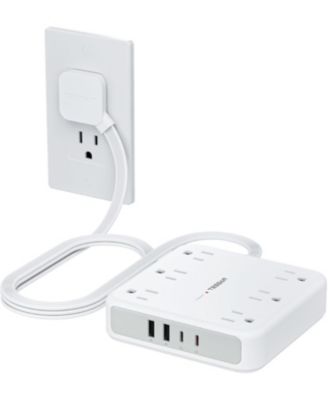 Surge Protector Power Strip 2100J, 5 FEET Extension Cord with Multiple Outlets Flat Plug, 4 USB (2 USB C) and 6 AC Outlets, Multi Port
