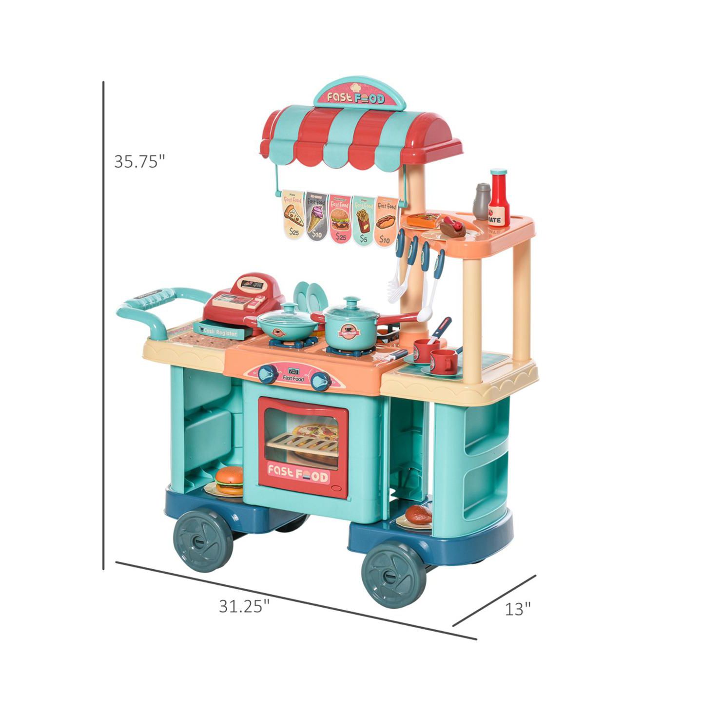 Детский игровой набор YOBTOP Food Stand Interactive Cash Register 50-Piece Playset, Ages 3-6 — фото 3
