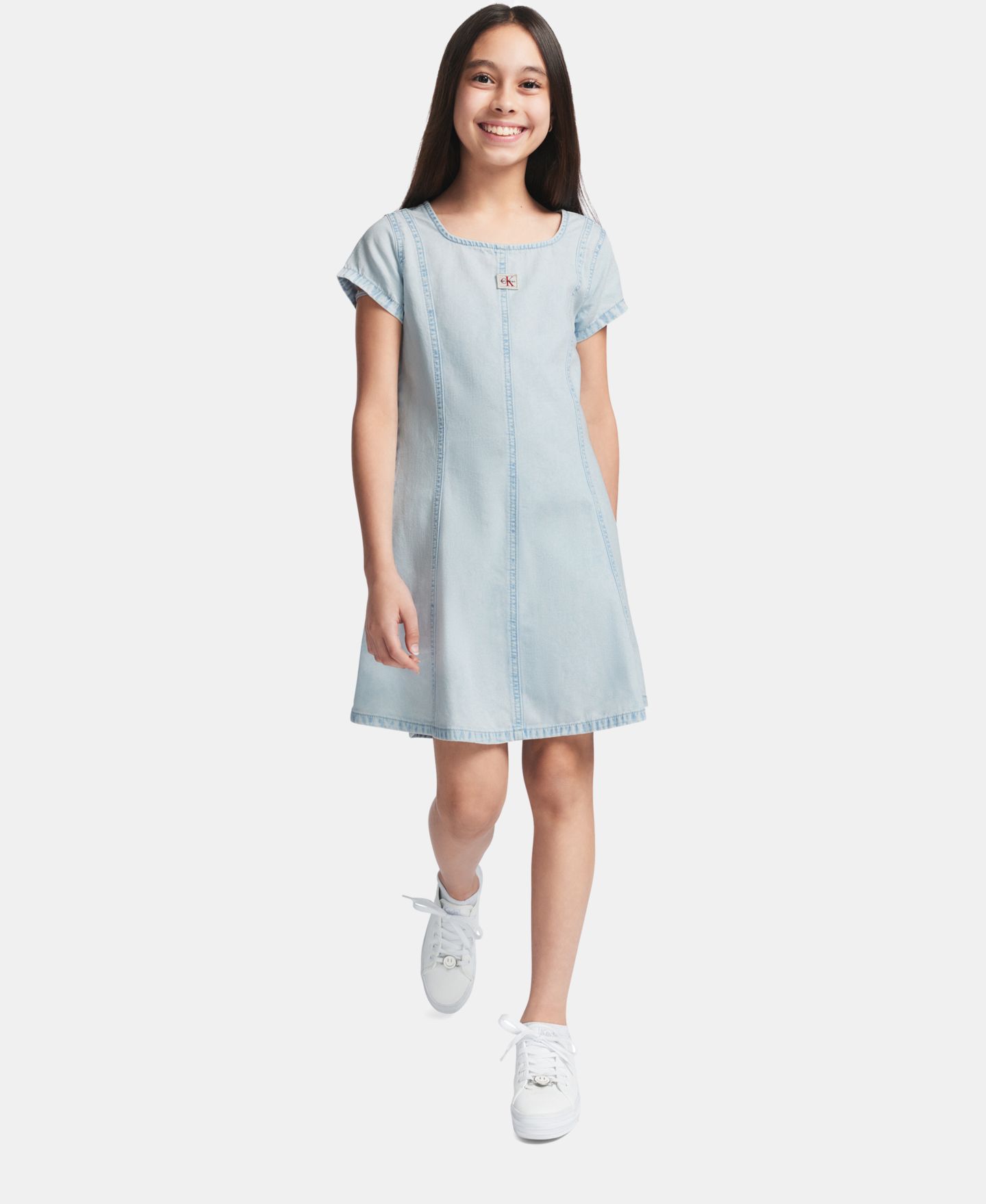 Платье Calvin Klein Denim Panelled Dress для девочек, цвет: Варёный — фото 3