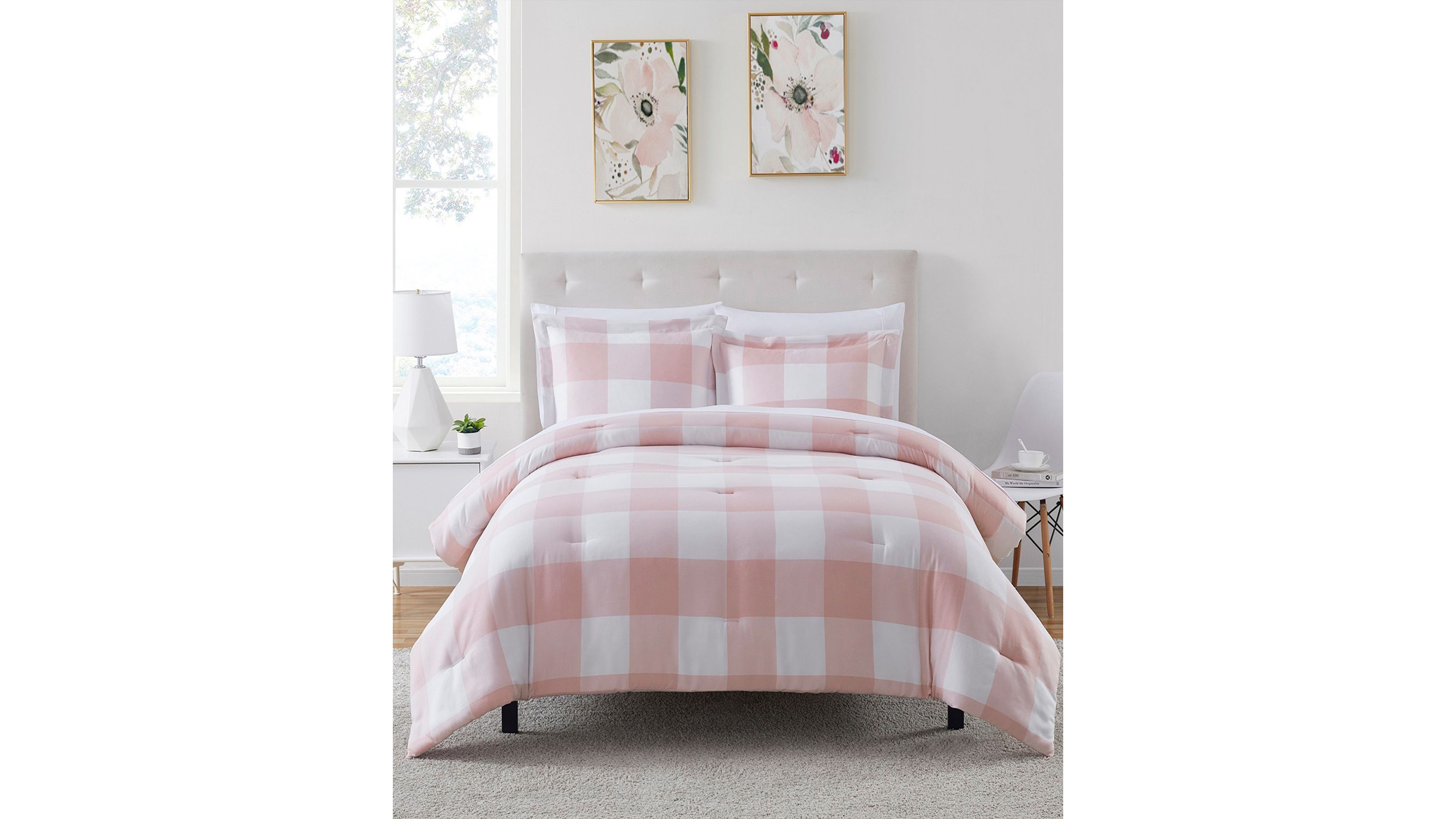 Sweet Home Collection Herringbone Weave Buffalo Check 7-Piece Comforter Set