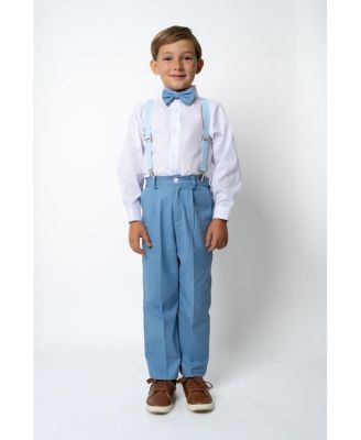 Little Boys Barn Safari Linen 4-Piece Shirt, Bowtie, Suspenders and Pants Set