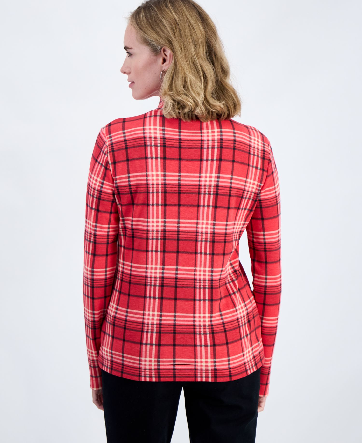 Women's Printed Mock-Neck Long-Sleeve Tee