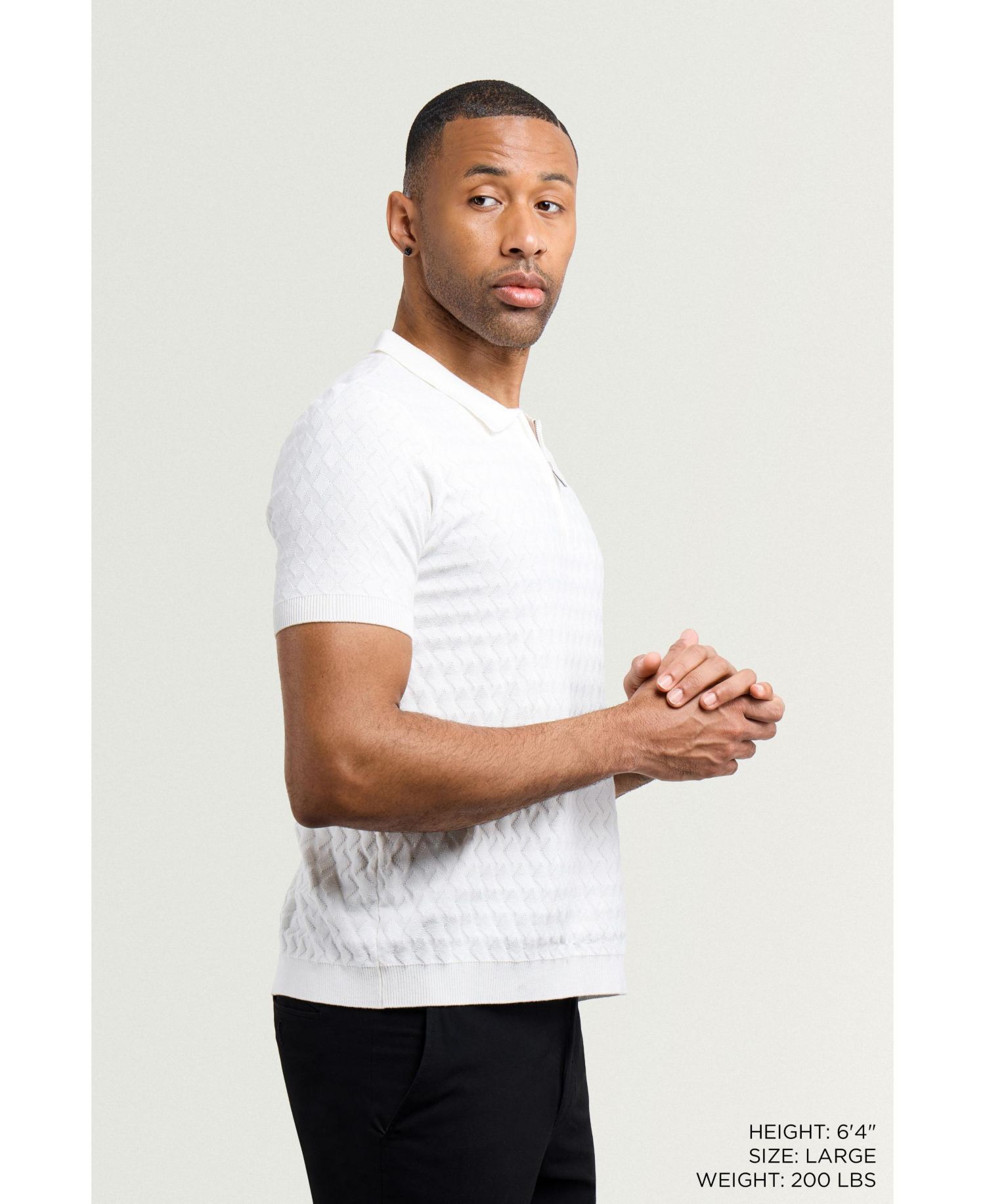 Men's Quarter Zip Allover Argyle Knit Sweater Polo