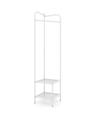 76-Inch Corner Coat Rack with Top Hanger and 2 Shoe Shelves