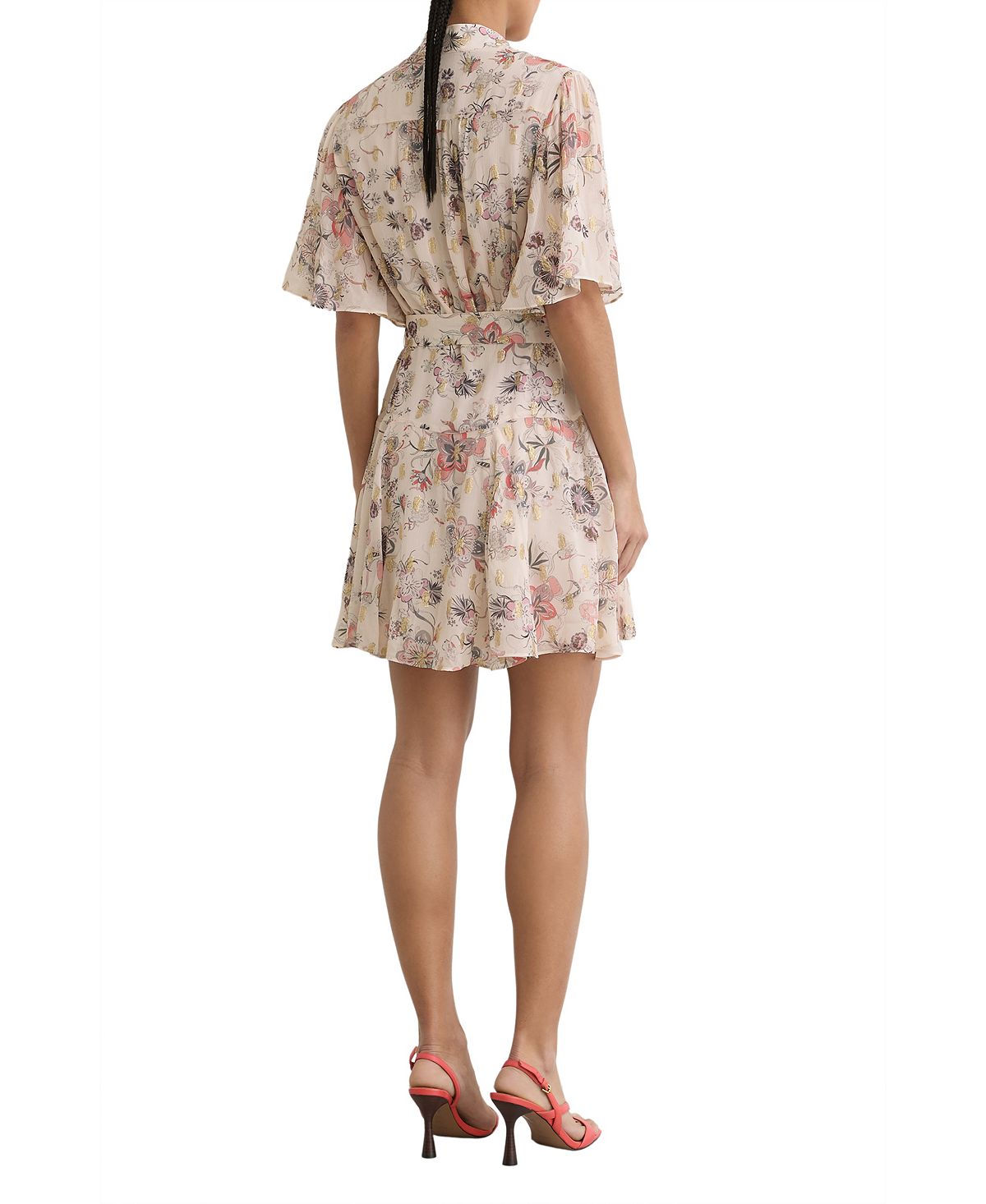 REISS Women's Metallic-Floral Flippy Mini Dress view 4 — MAYCSS fashion products